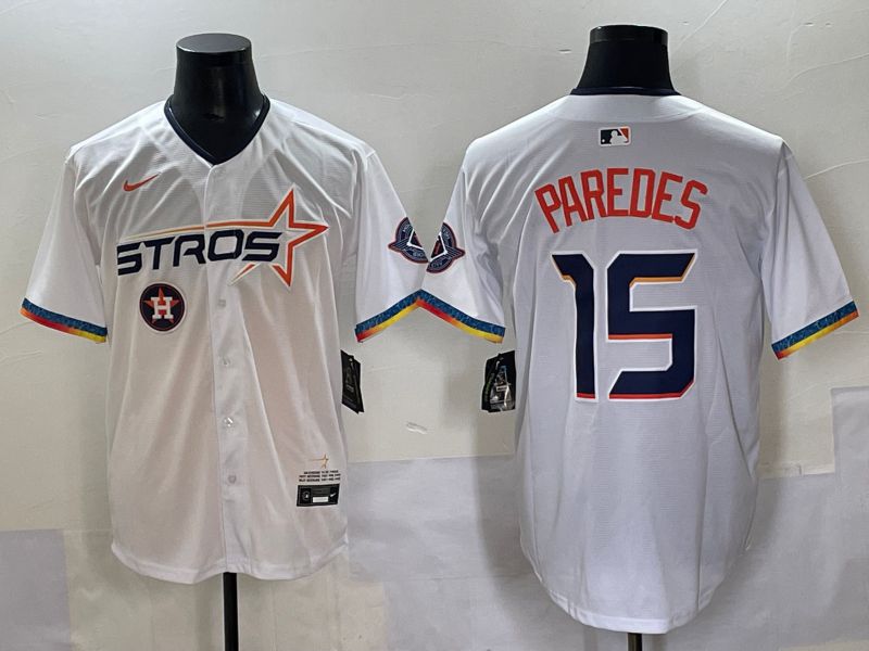 Men Houston Astros #15 Paredes White Fourth generation Joint Name 2025 Nike MLB Jersey style 11